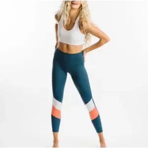 ZYIA Pants - Zyia teal angle color block light n tight 7/8 Athleisure 4 leggings